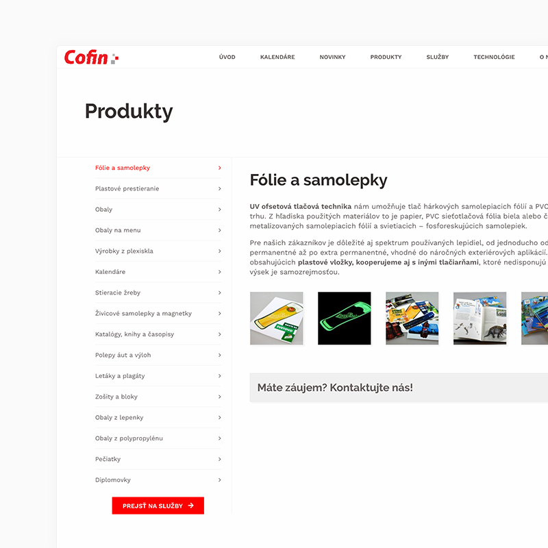Cofin.sk website preview